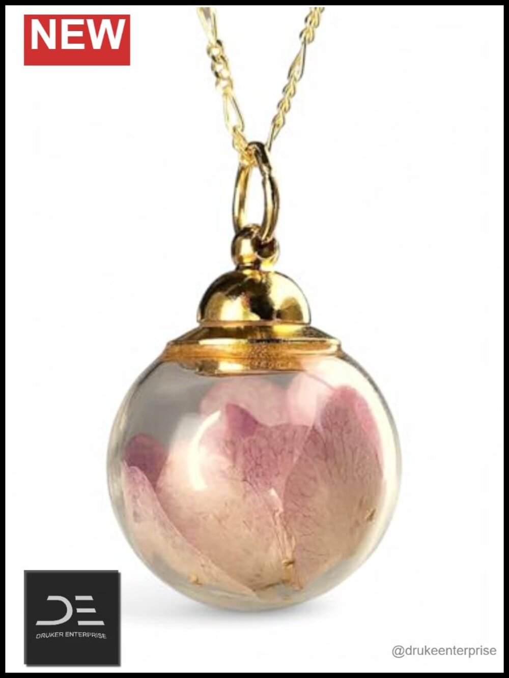 925 Sterling Silver Gold Plated Real Cherry Blossom Pendant Necklace Gift